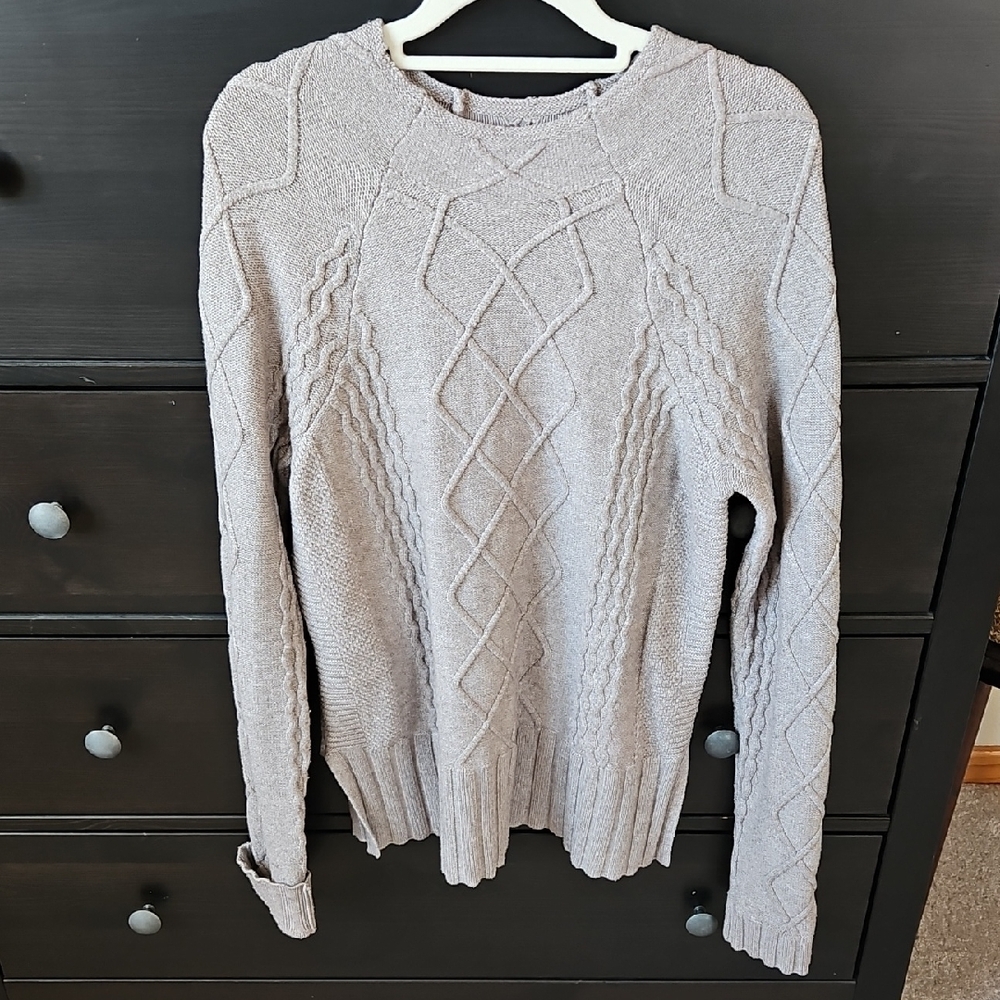 Cyrus Women's Light Brownish Grey  Cable Knit Sweater